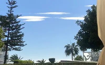 Nerja-Spain: fake clouds & thin white veil on the horizon