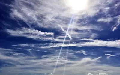 Sarasota Bay Florida. Heavy spraying and chemical debris falling into the water.